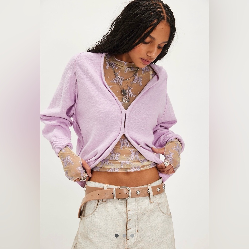 NWT FREE PEOPLE Kait Cardi Size Large Color: Lilac